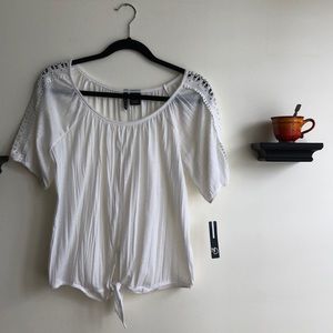 Tie Front Peasant Top Blouse